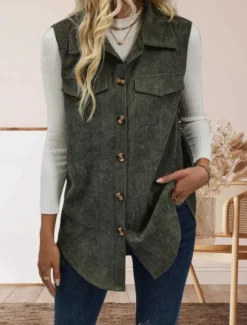 Online Women's Vest Outdoor Street Daily Wear Fall Winter Regular Coat Regular Fit Thermal Warm Breathable Stylish Casual Jacket Sleeveless Solid Color with Pockets Women Vest
