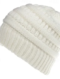Sale Women's Warm and Stylish with this Brimless Thermal High Bun Ponytail Winter Beanie Hat Women Hats
