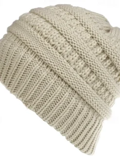 Sale Women's Warm and Stylish with this Brimless Thermal High Bun Ponytail Winter Beanie Hat Women Hats