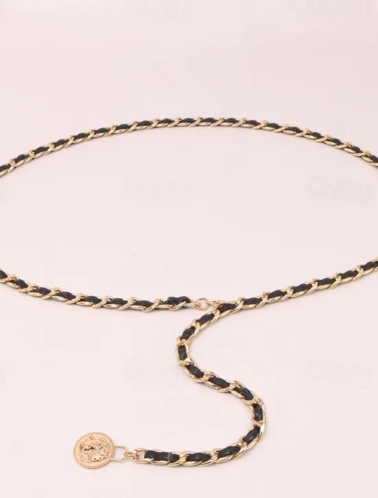 Sale Women's Web Belt Metal Chain Metal Bucke Cord Wowen Casual Formal Party Work Women Belt