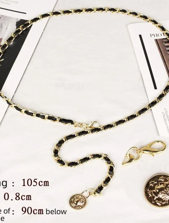 Sale Women's Web Belt Metal Chain Metal Bucke Cord Wowen Casual Formal Party Work Women Belt