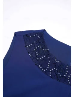 Sale Women's Wedding Guest Cocktail Dress Chiffon Daily Fashion Patchwork Sequin Casual Elegant Two Piece Dress Set Fall Winter Midi Dress Crew Neck 3/4 Length Sleeve Plain Women Chiffon Dresses|Work Dresses