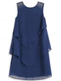 Clearance Women's Wedding Guest Cocktail Dress Chiffon Tiered Plain Layered Sequin Elegant Mini Dress V Neck Sleeveless Green Summer Women Chiffon Dresses|Work Dresses