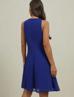 Discount Women's Wedding Guest Cocktail Dress Elegant Dress Set Work Chiffon Dress Office Fashion Ruffle Patchwork Mini Dress Crew Neck Half Sleeve Plain Summer Spring Women Chiffon Dresses