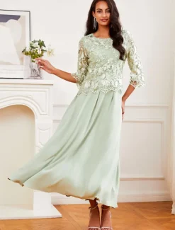 Discount Women's Wedding Guest Cocktail Dress Maxi Dress Contrast Lace Party Elegant Formal V Neck Color Women Chiffon Dresses|Cocktail Dress