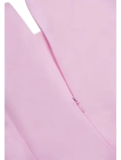 Clearance Women's Wedding Guest Cocktail Dress Chiffon Tiered Elegant Formal Layered Midi Dress Crew Neck Long Sleeve Pink Green Color Women Chiffon Dresses