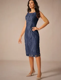 Online Women's Wedding Guest Cocktail Dress Chiffon Lace Dress Elegant Midi Dress Crew Neck Half Sleeve Green Color Women Chiffon Dresses