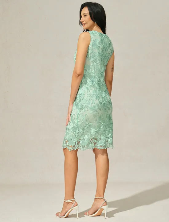 New Women's Wedding Guest Cocktail Dress Set Chiffon Lace V Neck 3/4 Length Sleeve Mini Dress Party Elegant Formal Summer Spring Women Chiffon Dresses|Cocktail Dress