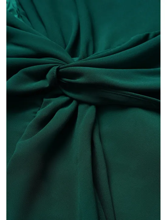 Online Women's Wedding Guest Cocktail Dress Chiffon Plain Ruffle Twisted Elegant Summer Maxi Dress V Neck Flared 3/4 Length Sleeve Women Cocktail Dress|Chiffon Dresses