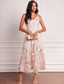 New Women's Wedding Guest Dress Set Maxi Dress Chiffon Cardigan Embroidered Date Vacation Elegant V Neck Long Sleeve Color Spring Summer Fall Women Cocktail Dress