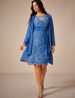 Clearance Women's Wedding Guest Jacket Dress Lace Dress Chiffon Dress Cocktail Dresses Formal Dresses Cardigan Ruched Long Sleeve Cocktail Party Spring Summer Fall Women Chiffon Dresses