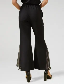Clearance Women's Wedding Guest Party Black High Waist Bell Bottom Pants Elegant Chiffon Modal Slim Fit Flared Leg Elastic Waist Casual Daily Office Wear Women Chiffon Tops