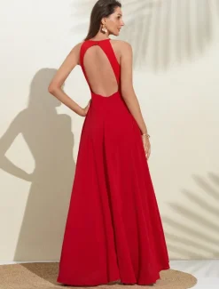 Outlet Women's Wedding Guest Wear Cocktail Party Semi Formal Elengant Romantic Halter Neck Open Back Jumpsuit dress to impress 2024 Women Jumpsuits