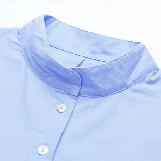 Women's White Blue Summer Spring Fall Plus Size Maxi Dress Cotton Linen Dresses Shirt Dress Cotton Linen Dress Retro Basic Casual Home Daily Loose Fit Notched Neck Women Dresses