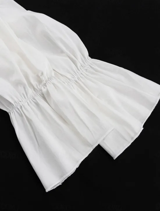 New Women's Dress Mini Dress Ruffle Date Vacation Streetwear Casual V Neck Long Sleeve Color Women White Dresses