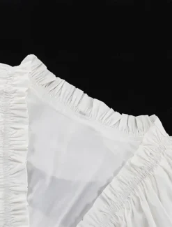 New Women's Dress Mini Dress Ruffle Date Vacation Streetwear Casual V Neck Long Sleeve Color Women White Dresses