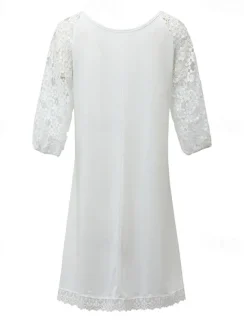 Clearance Women's Dress Mini Dress Contrast Lace Lace Vacation Date Active Fashion Crew Neck Short Sleeve Color Women White Dresses