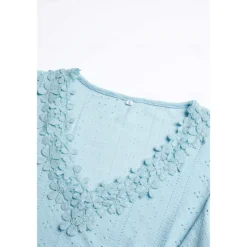 Sale Women's White Elegant Lace Tops Eyelet Blouse Short Sleeve Flutter Sleeve Crew Neck Lace Form Fit Romantic Petite Tops Summer Holiday Wear Black White Pink Blue Summer Women Lace Tops