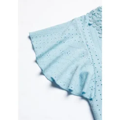 Sale Women's White Elegant Lace Tops Eyelet Blouse Short Sleeve Flutter Sleeve Crew Neck Lace Form Fit Romantic Petite Tops Summer Holiday Wear Black White Pink Blue Summer Women Lace Tops