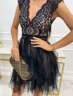Outlet Women's White Lace Wedding Dress Boho Chic Dresses Boho Wedding Guest Dress Mini Dress Layered with Sleeve Wedding Date Vacation A Line V Neck Sleeveless Black White Pink Color Women White Dresses|Cocktail Dress
