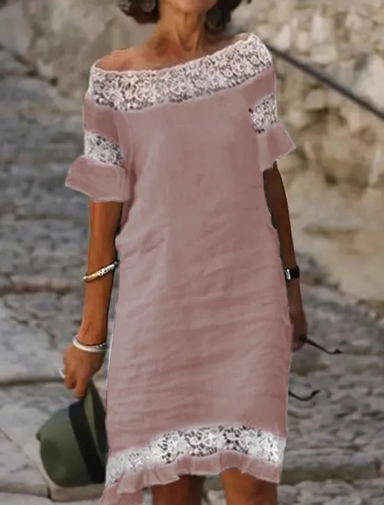 Clearance Women's Summer Spring Midi Dress Linen-Inspired Dresses Casual Dress Shift Dress Fashion Modern Casual Outdoor Vacation Daily Regular Fit Plain Off Shoulder Women Dresses