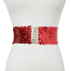 New Women's Wide Belt Corset Belt Metal Chain Canvas Metal Bucke Geometric Formal Party Daily Black Silver Gold Red Women Belt