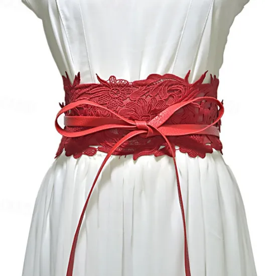 New Women's Wide Belt Corset Belt PU Leather Buckle Free Geometric Formal Party Wedding White Black Pink Red Women Belt