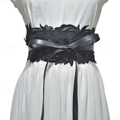 New Women's Wide Belt Corset Belt PU Leather Buckle Free Geometric Formal Party Wedding White Black Pink Red Women Belt