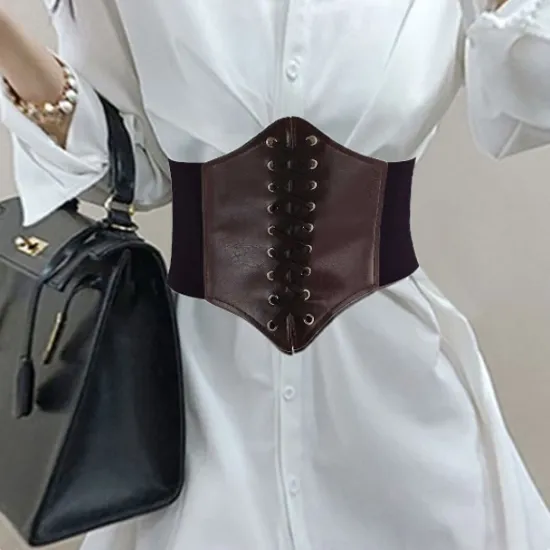 Women's Wide Belt Corset Belt PU Leather Buckle Free Geometric Formal Party Daily White Black Red Coffee Women Belt