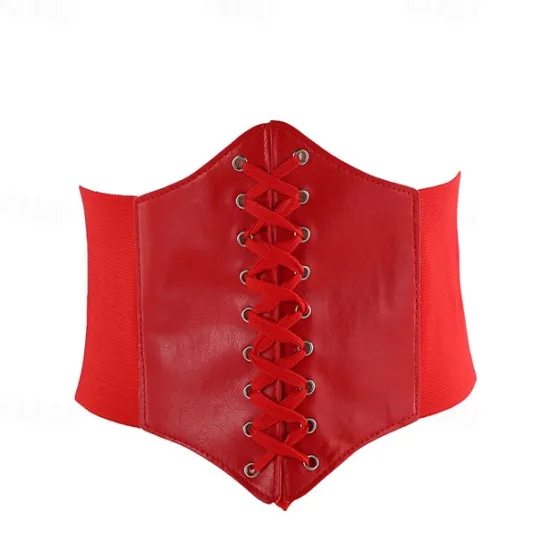 Women's Wide Belt Corset Belt PU Leather Buckle Free Geometric Formal Party Daily White Black Red Coffee Women Belt
