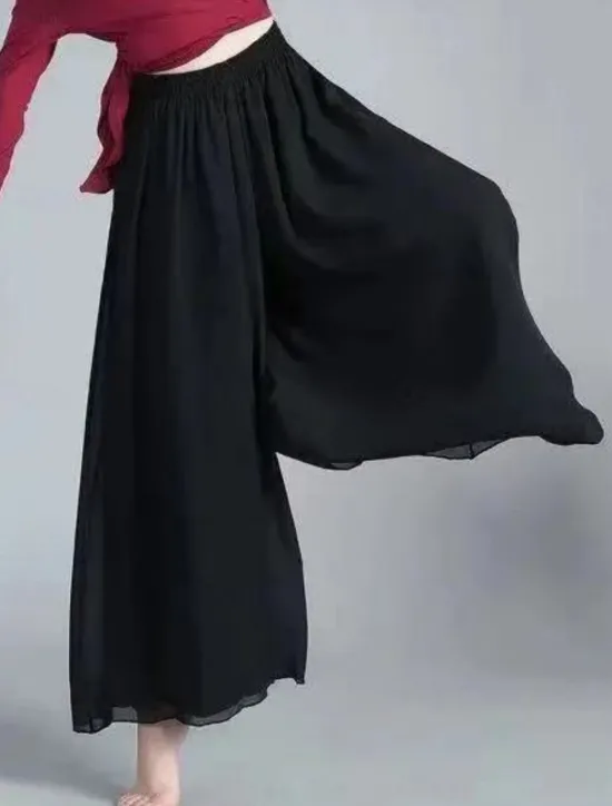 Discount Women's Wide Leg Chinos Active Classic Style Full Length High Waist Plain Elastic Waistband Comfy Soft Comfortable Micro-elastic Outdoor Vacation Street Black White Summer Regular Fit Women Pants