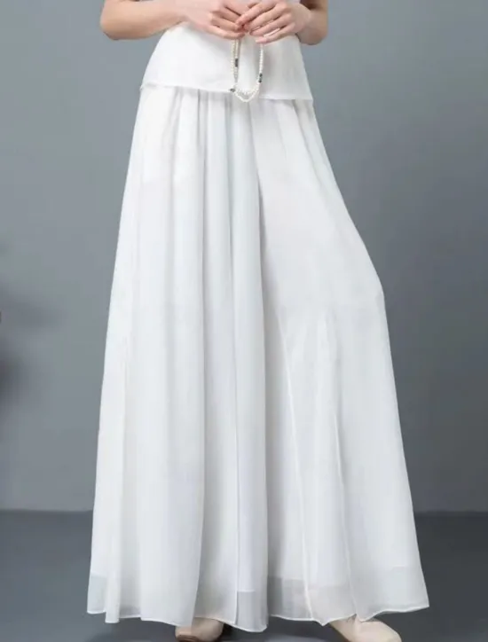 Discount Women's Wide Leg Chinos Active Classic Style Full Length High Waist Plain Elastic Waistband Comfy Soft Comfortable Micro-elastic Outdoor Vacation Street Black White Summer Regular Fit Women Pants