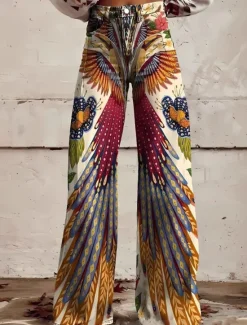Sale Women's Wide Leg Chinos Baggy Pants Fashion Streetwear Bohemian Full Length High Waist Floral Graphic Abstract Elastic Waistband Printing Comfy Soft Comfortable Micro-elastic Outdoor Vacation Street Women Pants