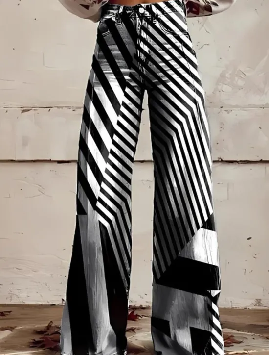 Sale Women's Wide Leg Chinos Baggy Pants Fashion Streetwear Bohemian Full Length High Waist Floral Graphic Abstract Elastic Waistband Printing Comfy Soft Comfortable Micro-elastic Outdoor Vacation Street Women Pants