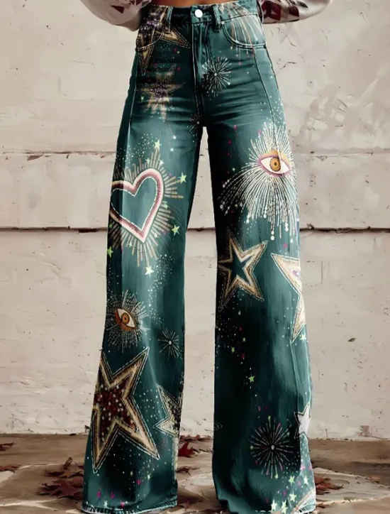 Sale Women's Wide Leg Chinos Baggy Pants Fashion Streetwear Bohemian Full Length High Waist Floral Graphic Abstract Elastic Waistband Printing Comfy Soft Comfortable Micro-elastic Outdoor Vacation Street Women Pants