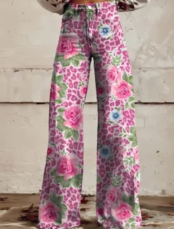 Sale Women's Wide Leg Chinos Baggy Pants Fashion Streetwear Bohemian Full Length High Waist Floral Graphic Abstract Elastic Waistband Printing Comfy Soft Comfortable Micro-elastic Outdoor Vacation Street Women Pants