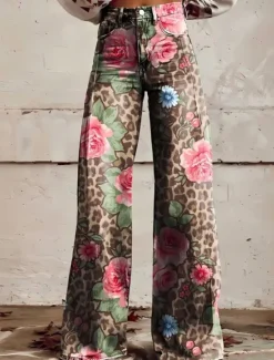 Sale Women's Wide Leg Chinos Baggy Pants Fashion Streetwear Bohemian Full Length High Waist Floral Graphic Abstract Elastic Waistband Printing Comfy Soft Comfortable Micro-elastic Outdoor Vacation Street Women Pants