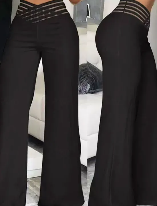 Clearance Women's Wide Leg Chinos Baggy Pants Fashion Streetwear Full Length High Waist Plain Elastic Waistband Comfy Soft Comfortable Micro-elastic Outdoor Street Black White Blue Fuchsia Regular Fit Women Pants