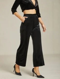 Online Women's Wide Leg Chinos Elegant Vintage Classic Style Ankle-Length High Waist Solid Color Elastic Waist Vintage Style Wide Leg Thermal Warm Comfy Stretchy Formal Wedding Party Spring Fall Winter Women Pants