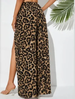 Discount Women's Wide Leg Chinos Fashion Streetwear Full Length High Waist Split Printing Comfy Soft Comfortable Micro-elastic Outdoor Street Summer Spring Regular Fit Women Pants