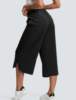 Clearance Women's Wide Leg Chinos Fashion Streetwear Calf-Length High Waist Plain Pocket Elastic Waistband Comfy Soft Comfortable Micro-elastic Outdoor Street Navy-blue Army Green Black Blue Summer Spring Women Pants