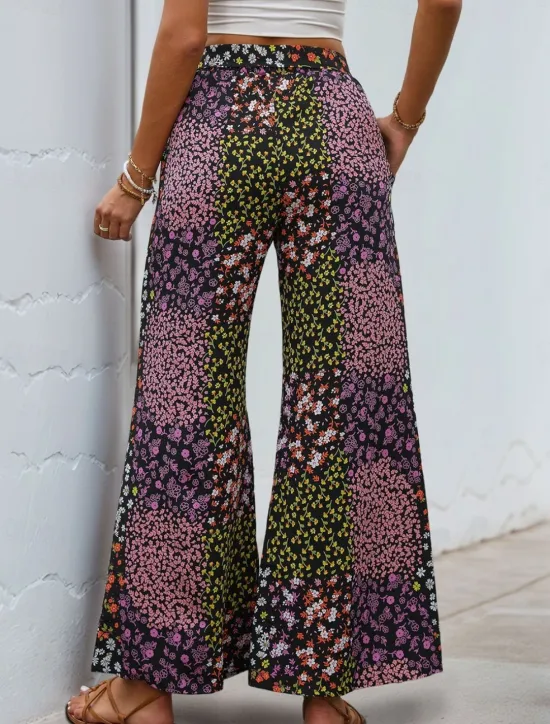Sale Women's Wide Leg Chinos Fashion Streetwear Full Length High Waist Leopard Pocket Elastic Waistband Printing Comfy Soft Comfortable Micro-elastic Outdoor Street Summer Spring Regular Fit Women Pants
