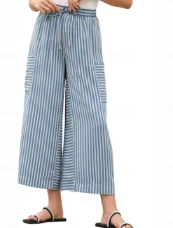 Best Women's Wide Leg Chinos Vacation Fashion Streetwear Full Length High Waist Plain Elastic Waistband Printing Comfy Soft Comfortable Micro-elastic Outdoor Vacation Street Orange red Blue Orange Green Women Pants