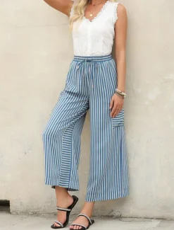 Best Women's Wide Leg Chinos Vacation Fashion Streetwear Full Length High Waist Plain Elastic Waistband Printing Comfy Soft Comfortable Micro-elastic Outdoor Vacation Street Orange red Blue Orange Green Women Pants