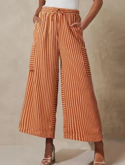 Best Women's Wide Leg Chinos Vacation Fashion Streetwear Full Length High Waist Plain Elastic Waistband Printing Comfy Soft Comfortable Micro-elastic Outdoor Vacation Street Orange red Blue Orange Green Women Pants