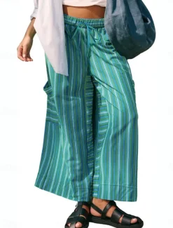 Best Women's Wide Leg Chinos Vacation Fashion Streetwear Full Length High Waist Plain Elastic Waistband Printing Comfy Soft Comfortable Micro-elastic Outdoor Vacation Street Orange red Blue Orange Green Women Pants