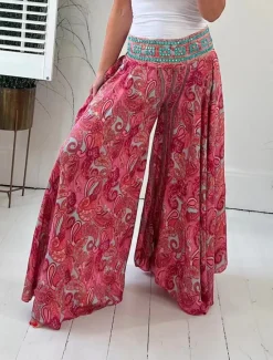 Outlet Women's Wide Leg Chinos Vacation Hawaiian Full Length High Waist Paisley Elastic Waistband Printing Comfy Soft Comfortable Micro-elastic Outdoor Street Red Green Summer Spring Regular Fit Women Spring Pants