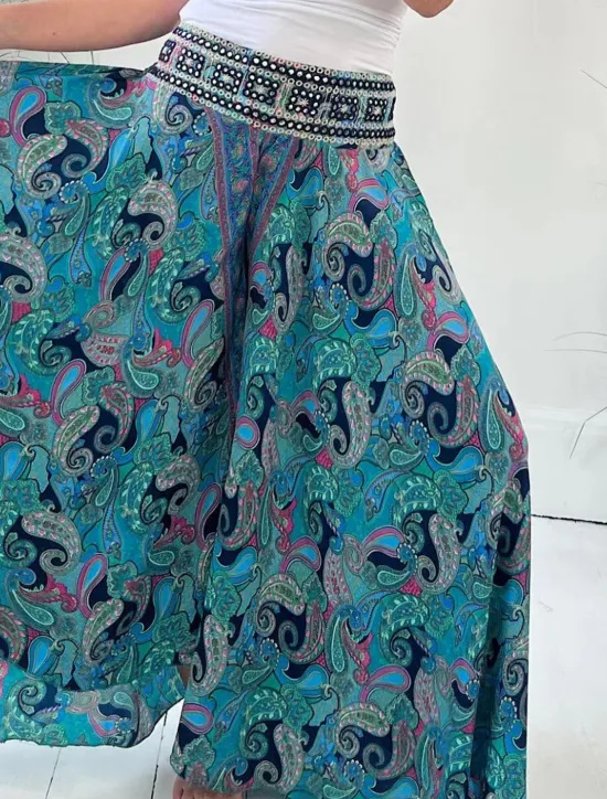 Outlet Women's Wide Leg Chinos Vacation Hawaiian Full Length High Waist Paisley Elastic Waistband Printing Comfy Soft Comfortable Micro-elastic Outdoor Street Red Green Summer Spring Regular Fit Women Spring Pants