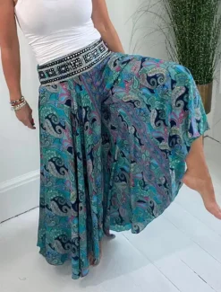 Outlet Women's Wide Leg Chinos Vacation Hawaiian Full Length High Waist Paisley Elastic Waistband Printing Comfy Soft Comfortable Micro-elastic Outdoor Street Red Green Summer Spring Regular Fit Women Spring Pants