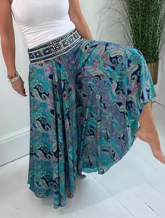 Outlet Women's Wide Leg Chinos Vacation Hawaiian Full Length High Waist Paisley Elastic Waistband Printing Comfy Soft Comfortable Micro-elastic Outdoor Street Red Green Summer Spring Regular Fit Women Spring Pants